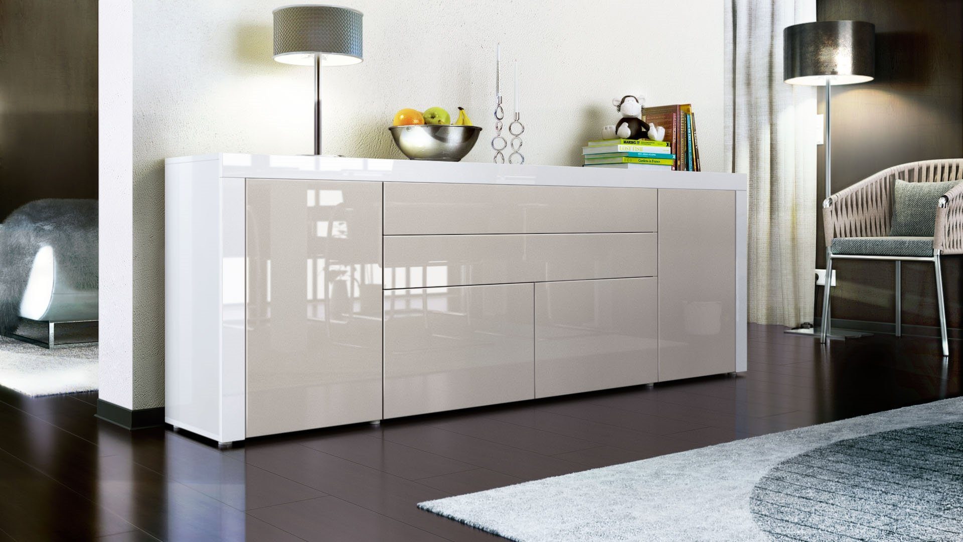 Vladon Sideboard La Paz V2 (Kommode, mit 2 Türen, 2 Schubkästen und 2 Klapp günstig online kaufen