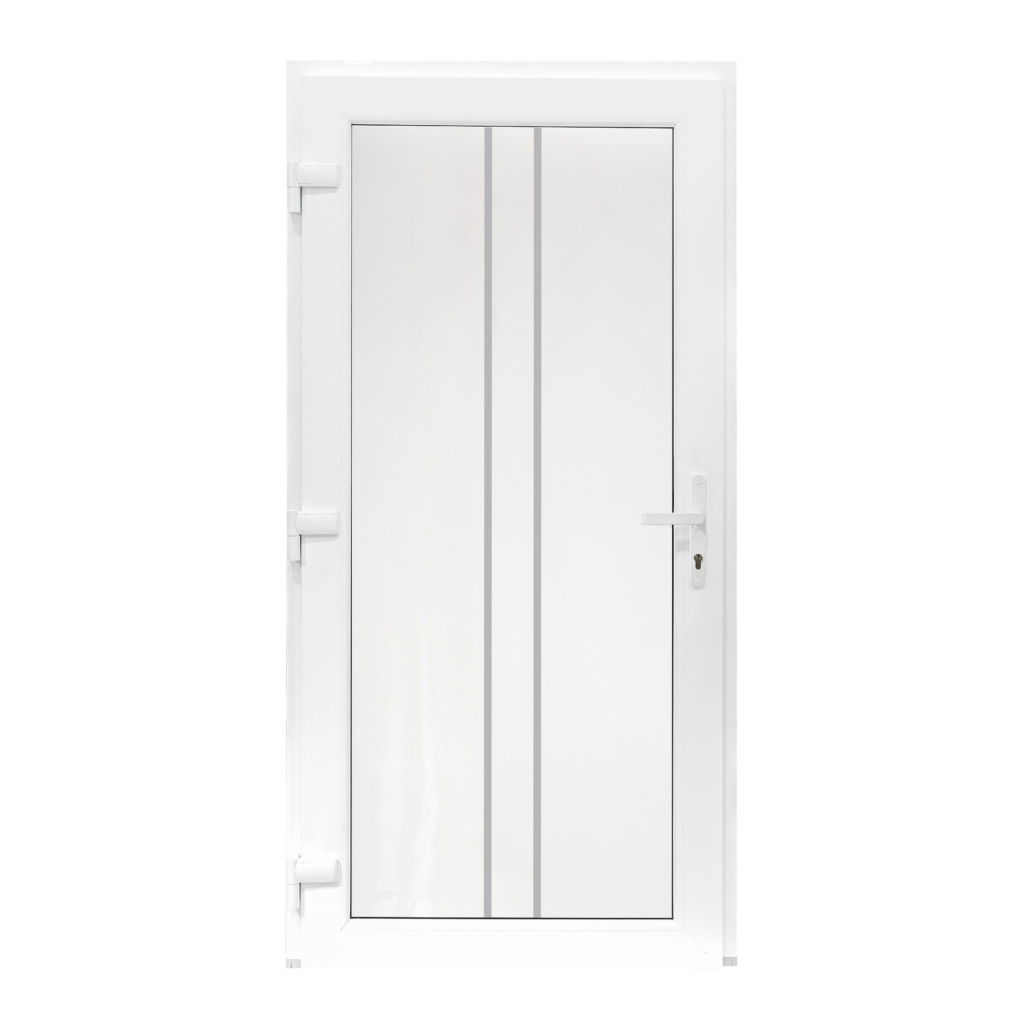 SN Deco Haustür Olivia mit Edelstahlstoßgriff/Türknopf, 980x2000 mm, Thermisch getrennte Alu-Bodenschwelle sowie Wetterschenkel