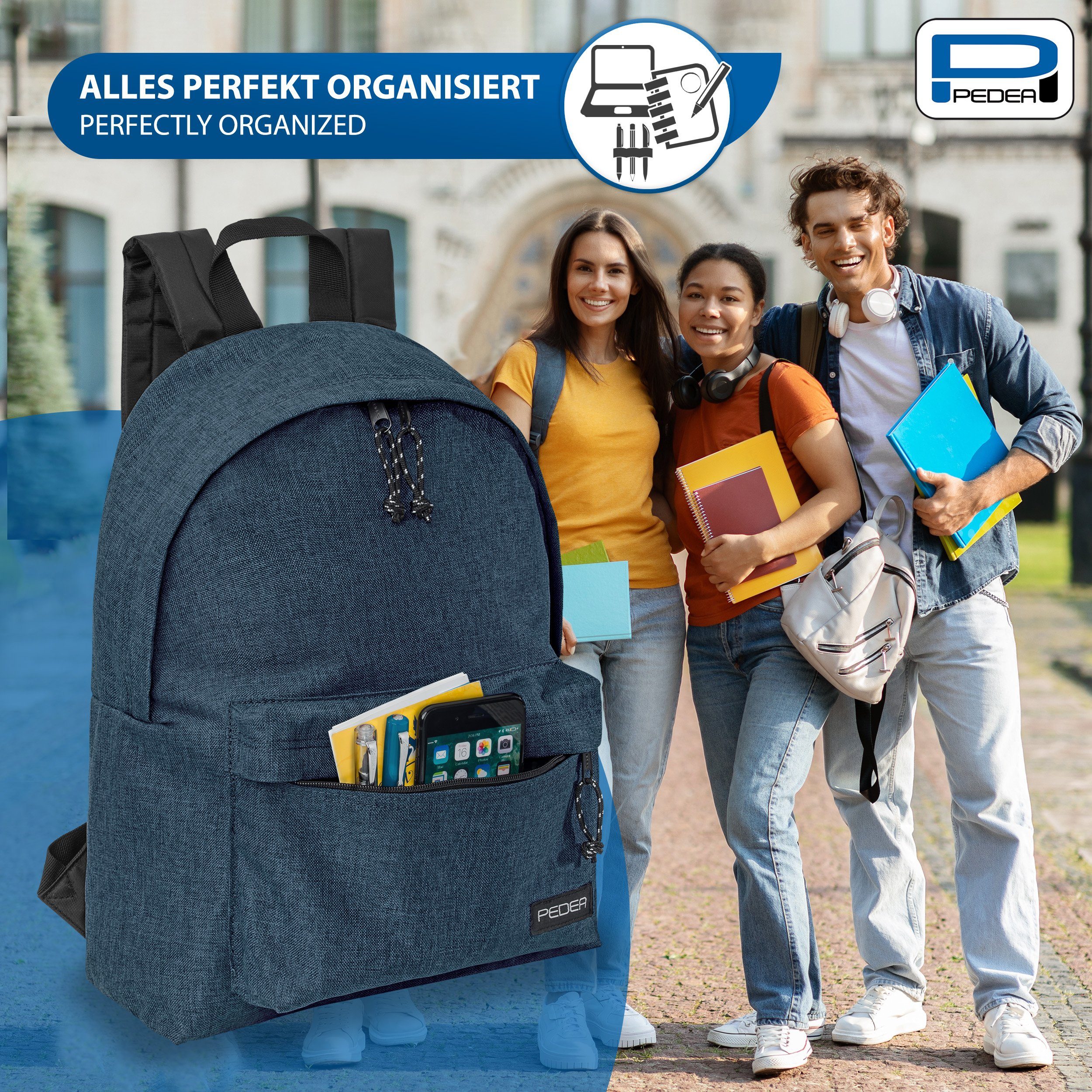 PEDEA Freizeitrucksack STYLE Daypack für Damen & Herren (13,3 Zoll (33,8 cm), gepolstert, wasserabweisend – Bild 2 von 5