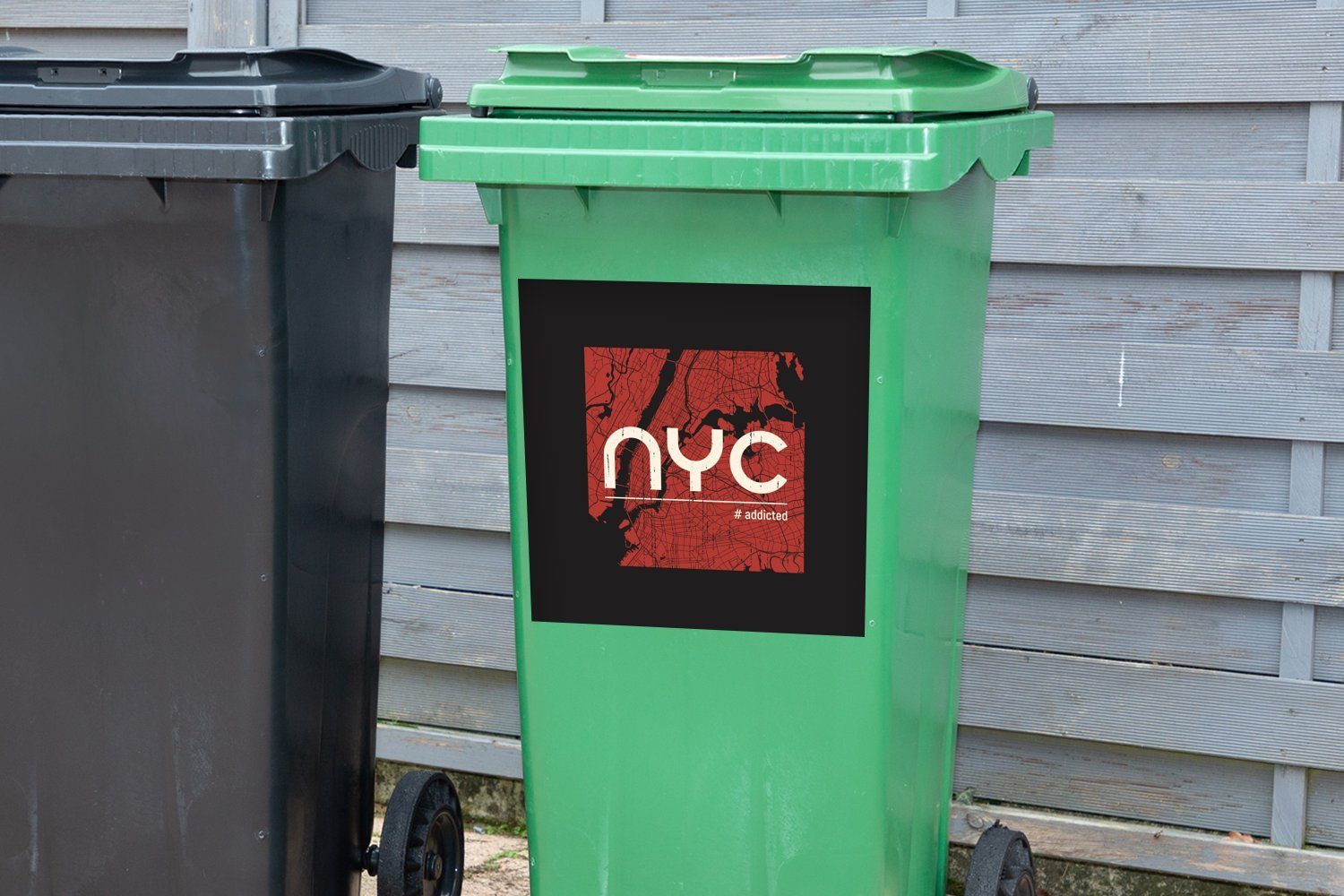 Mülleimer-aufkleber, Abfalbehälter Wandsticker - Sticker, New York Container, - Mülltonne, St), MuchoWow (1 Schwarz Rot