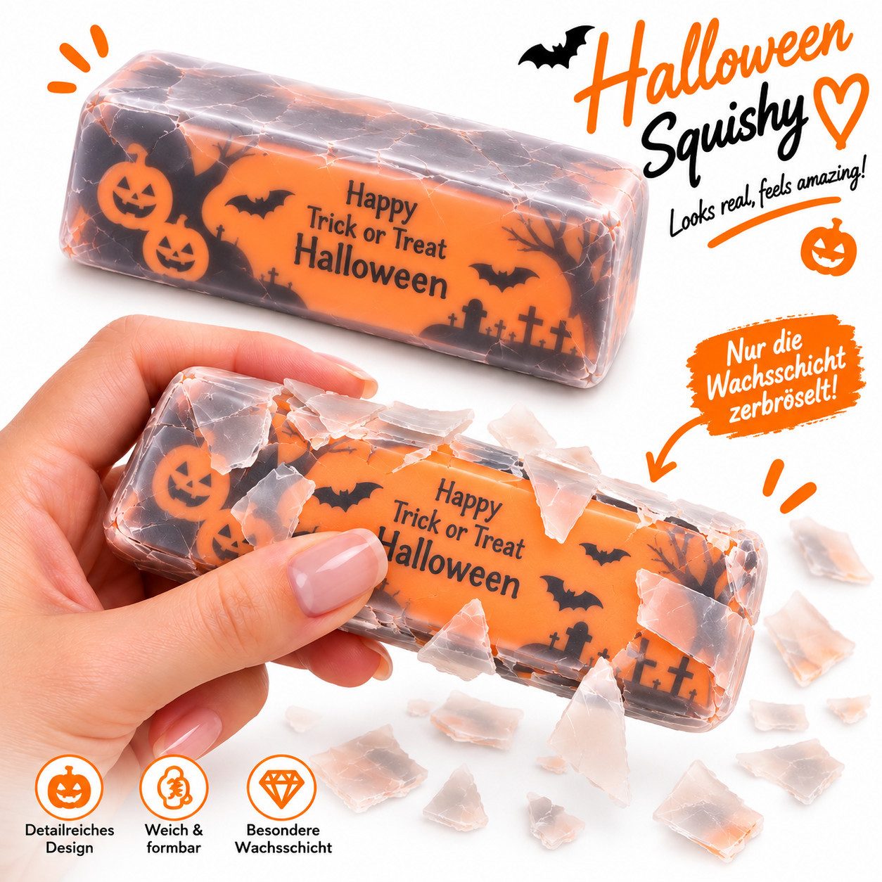 Candy & Bar Greifspielzeug Halloween Squishy mit Wachsschicht – Knautsch- & Stressspielzeug