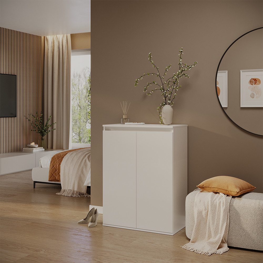 Vicco Kommode Claus, Weiß, 74 x 99.6 cm mit 2 Türen (1 St)