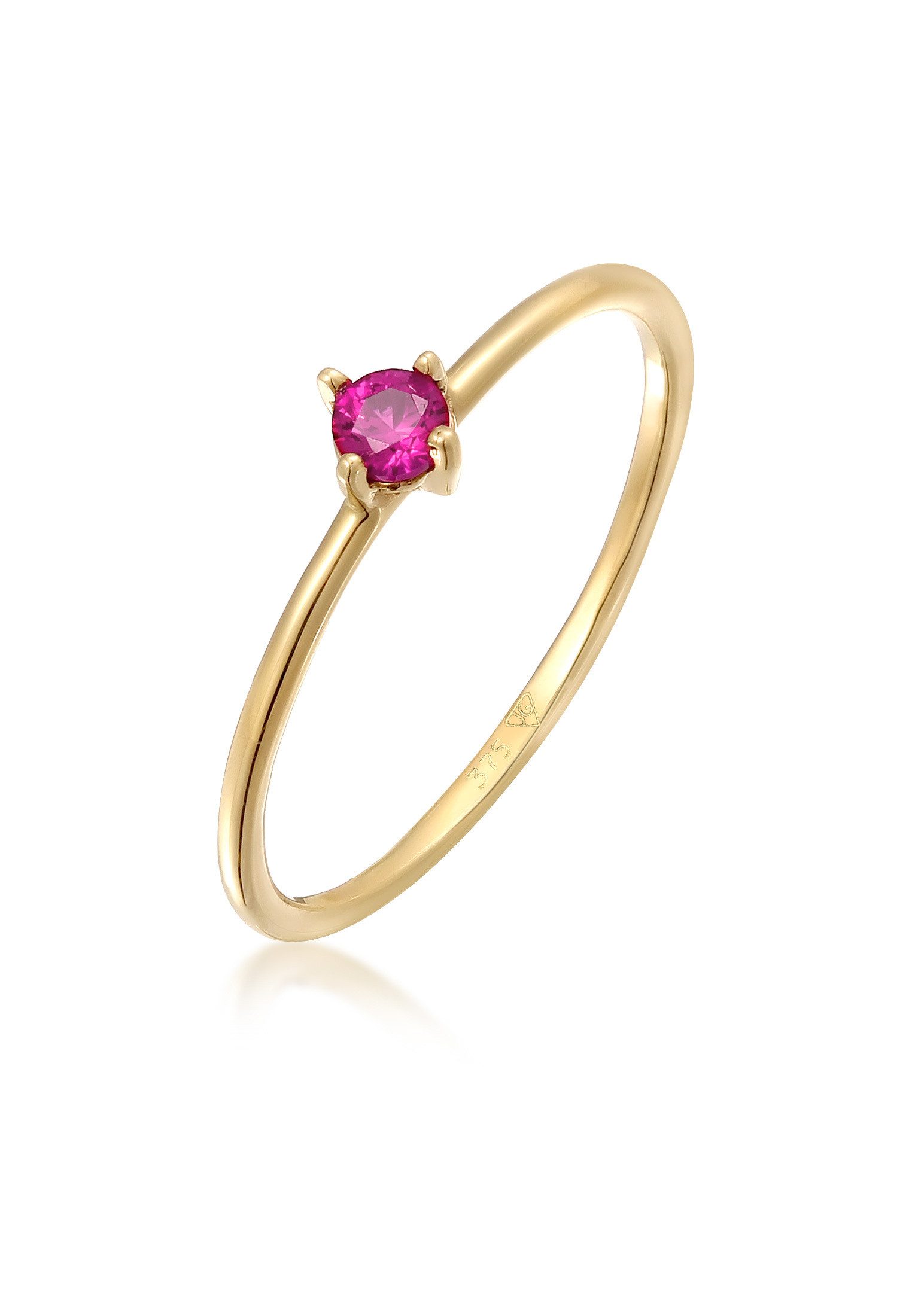 Elli Premium Fingerring Synthetischer Rubin Rosa Diamantschliff (1ct) 375 G günstig online kaufen