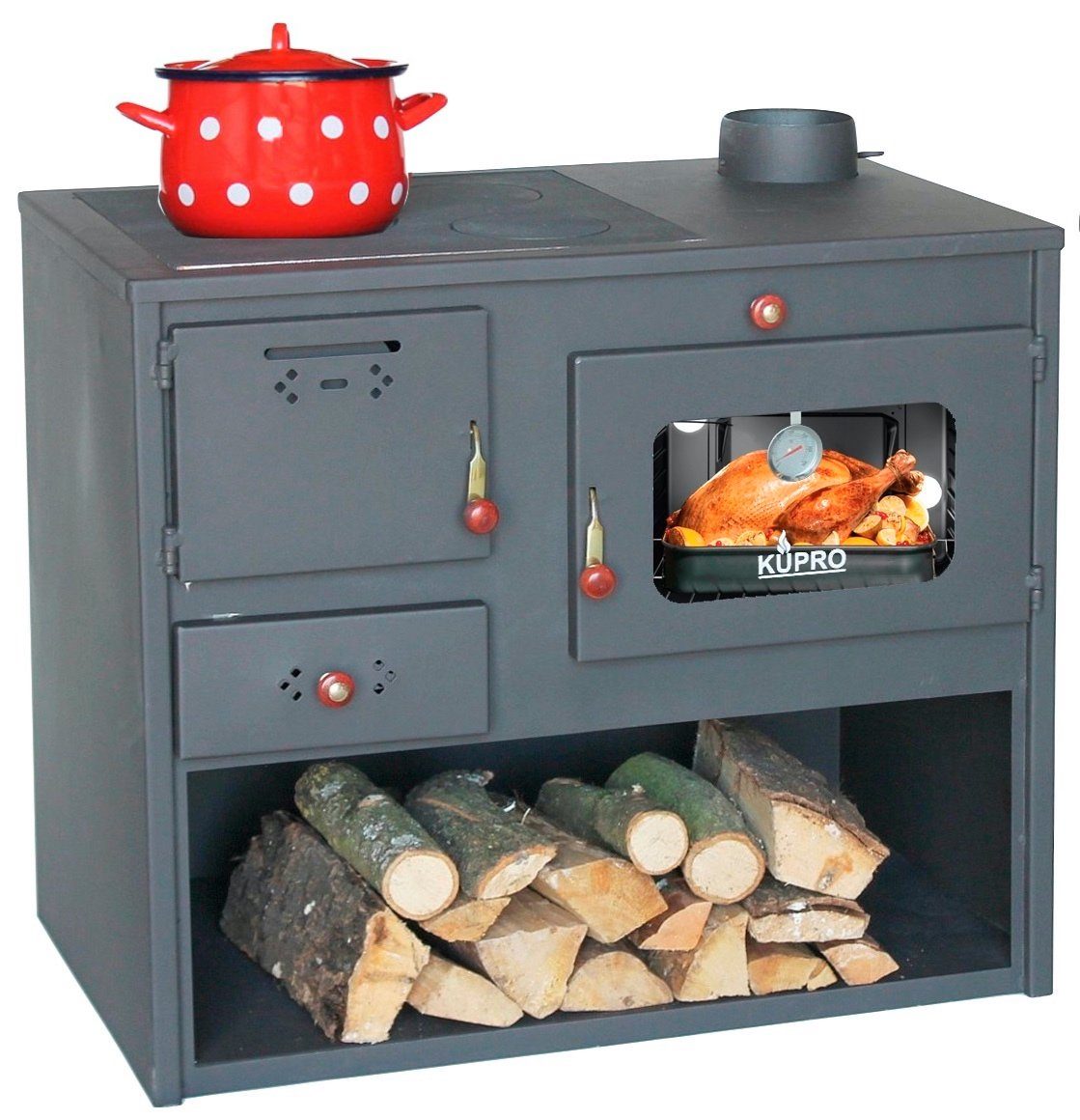 DanDiBo Grillkamin Outdoor Kaminofen mit Backfach und Herdplatte Gartenofen  Küche Ofen, 7,56 kW