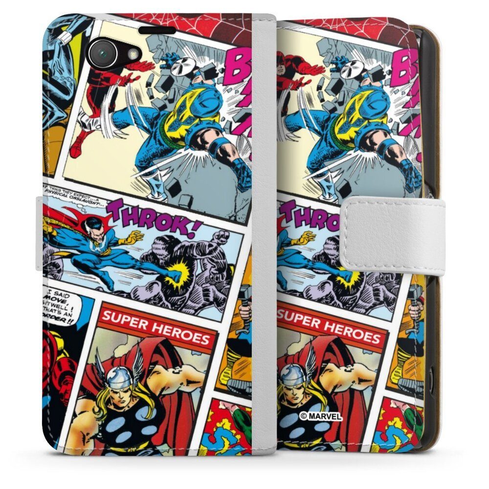 DeinDesign Handyhülle Marvel Retro Comic Blue, Sony Xperia Z1 Compact Hülle Handy Flip Case Wallet Cover