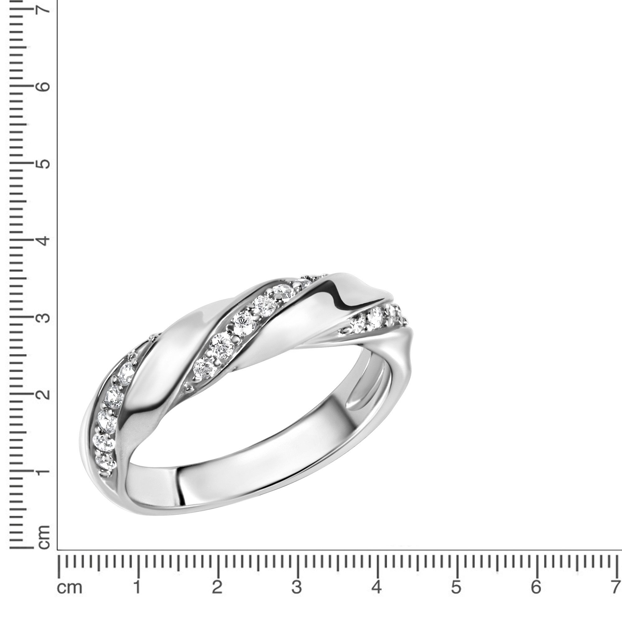 Zeeme Fingerring Silber 925 rhodiniert mit Zirkonia weiß günstig online kaufen