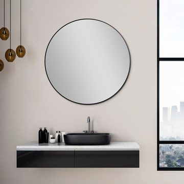 Talos Badspiegel Picasso schwarz Ø 80 cm, hochwertiger Aluminiumrahmen