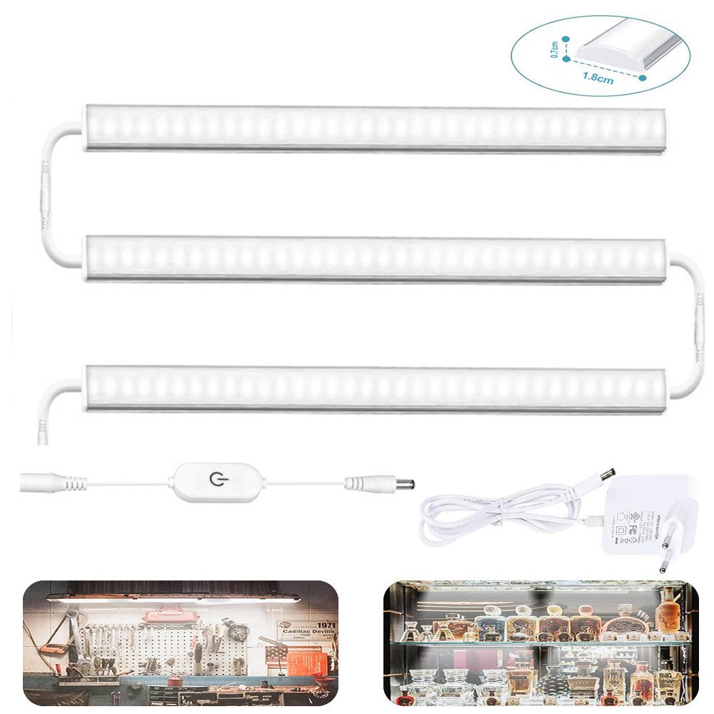 Jibenhome LED Unterbauleuchte LED Schrankbeleuchtung Küche Verbindbar, LED Lichtleiste Dimmbar 30cm, 3er-Set Kaltweiß Unterbauleuchte Memory Funktion Küche Schrank Regal
