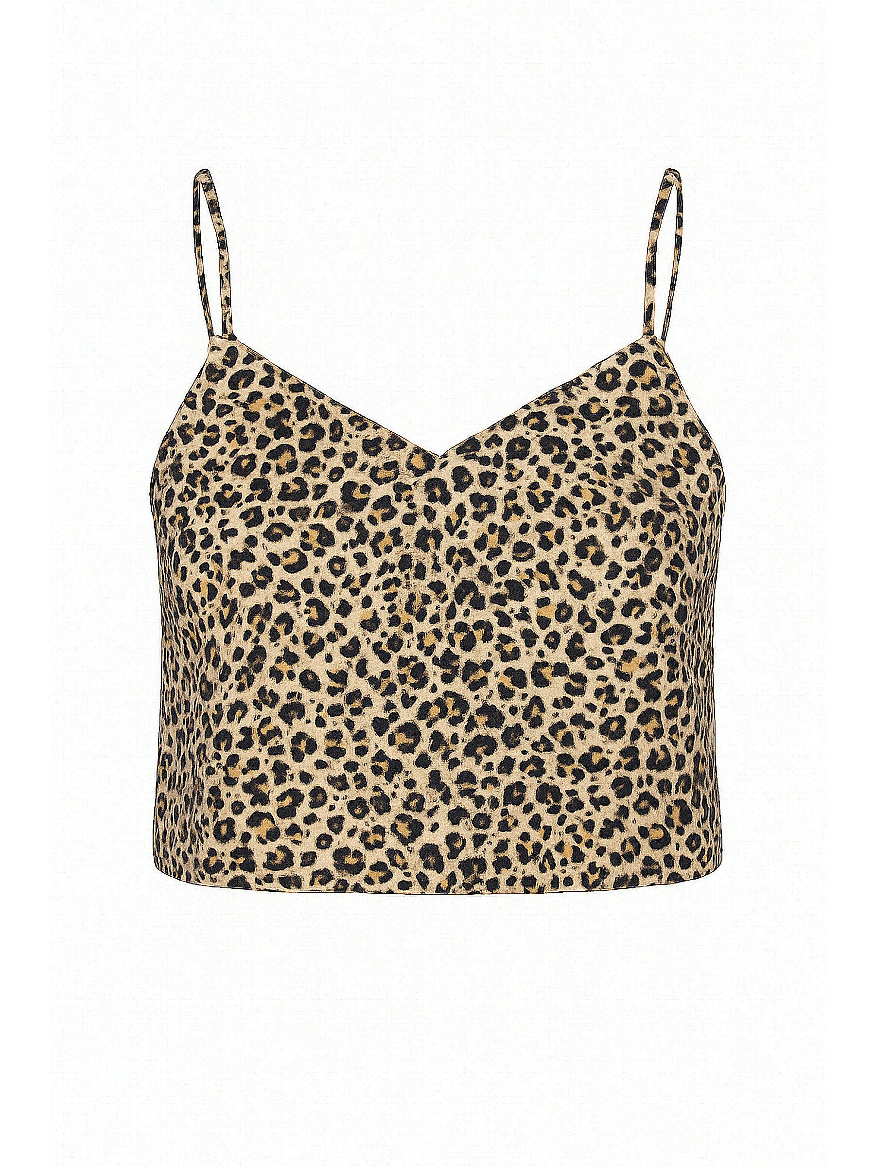 Mavi Shirttop Leichtes Top mit Leo-Print und Spaghettiträgern Linen Touch