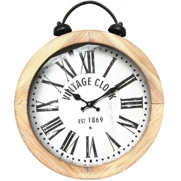 Melko Wanduhr Holzuhr Wanduhr Hängeuhr Rund 40 cm Ø Analog Shabby Design in Braun (Zentrale Wandaufhängung)