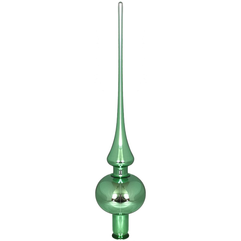 INGE-GLAS® Christbaumspitze einfarbige Spitze, hellgrün glanz, Ø6cm x 27cm (1-tlg), mundgeblasen, handbemalt