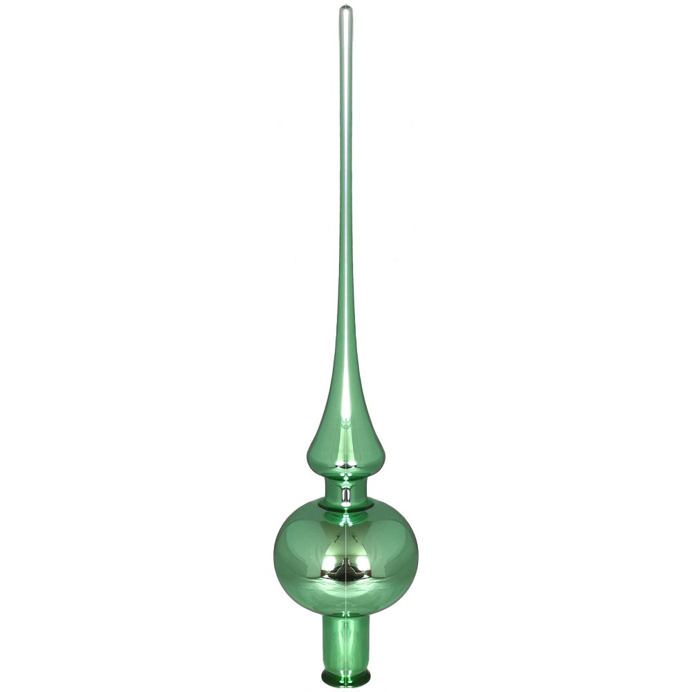 INGE-GLAS® Christbaumspitze einfarbige Spitze, hellgrün glanz, Ø6cm x 27cm (1-tlg), mundgeblasen, handbemalt