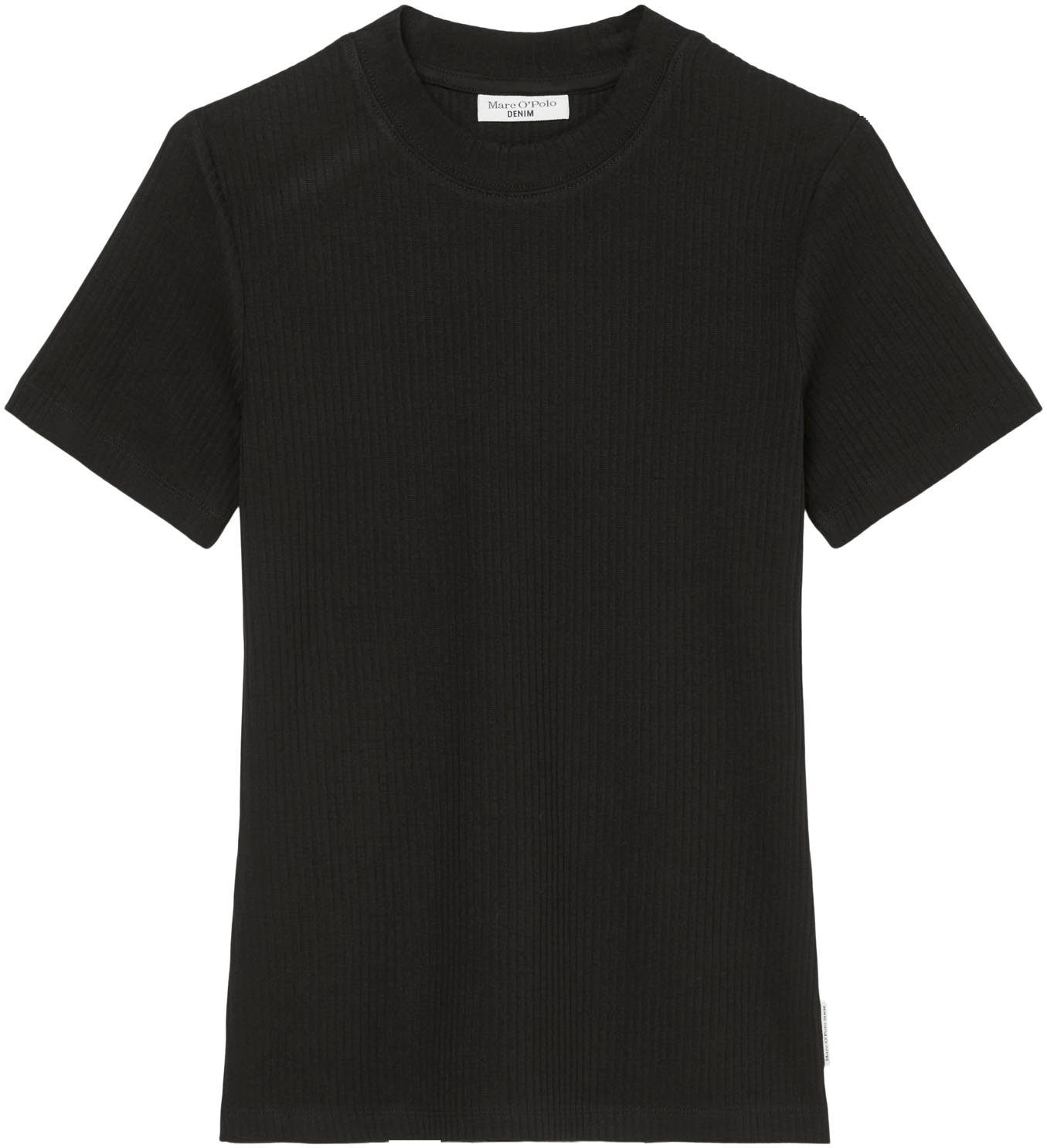 Marc O'Polo DENIM Kurzarmshirt im schwarz Ripp-Ware formschöner