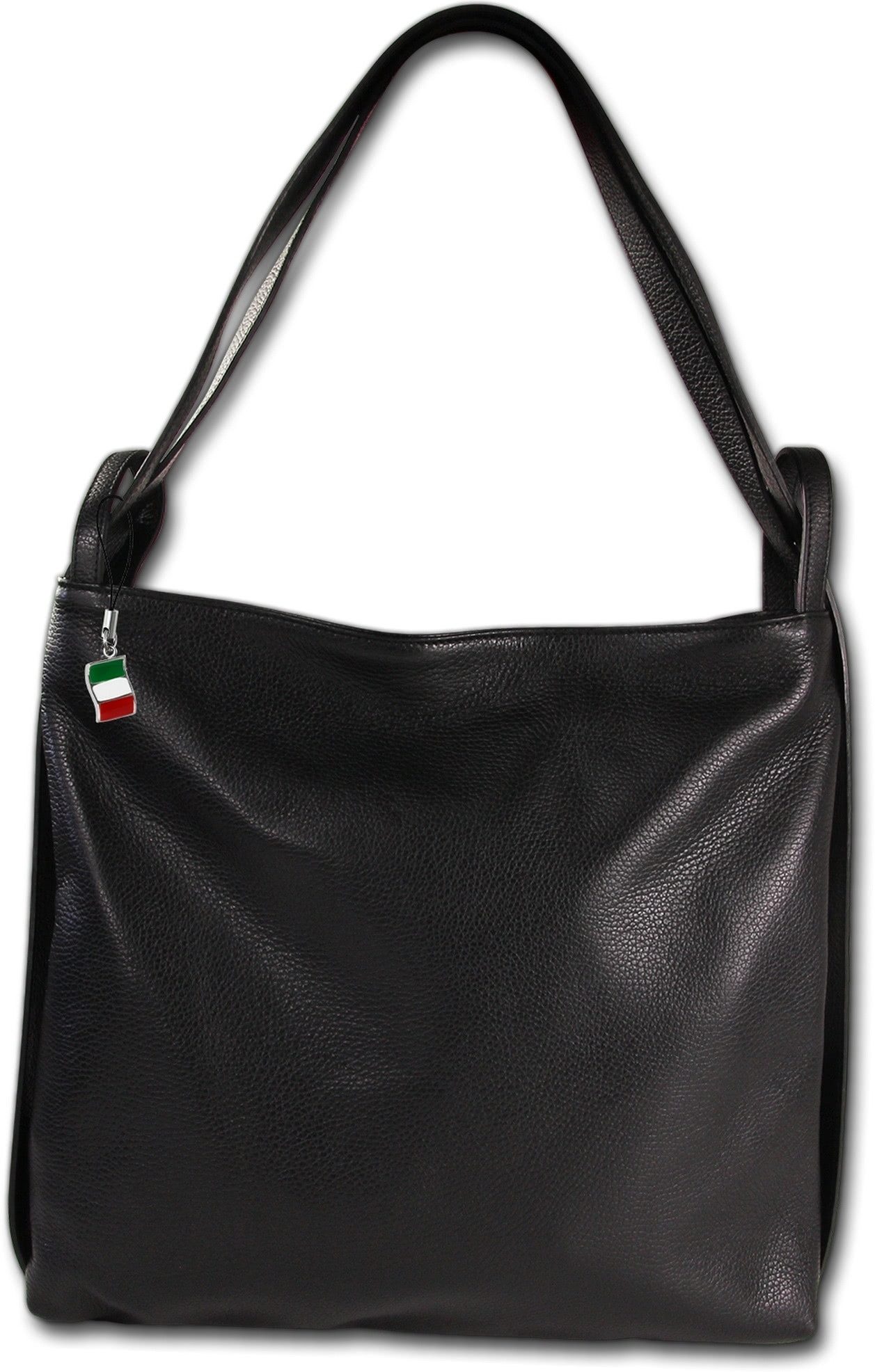 FLORENCE Cityrucksack Florence Rucksack Schultertasche Damen (Cityrucksack, Cityrucksack), Damen Tasche Echtes Leder schwarz groß 40x37x8cm