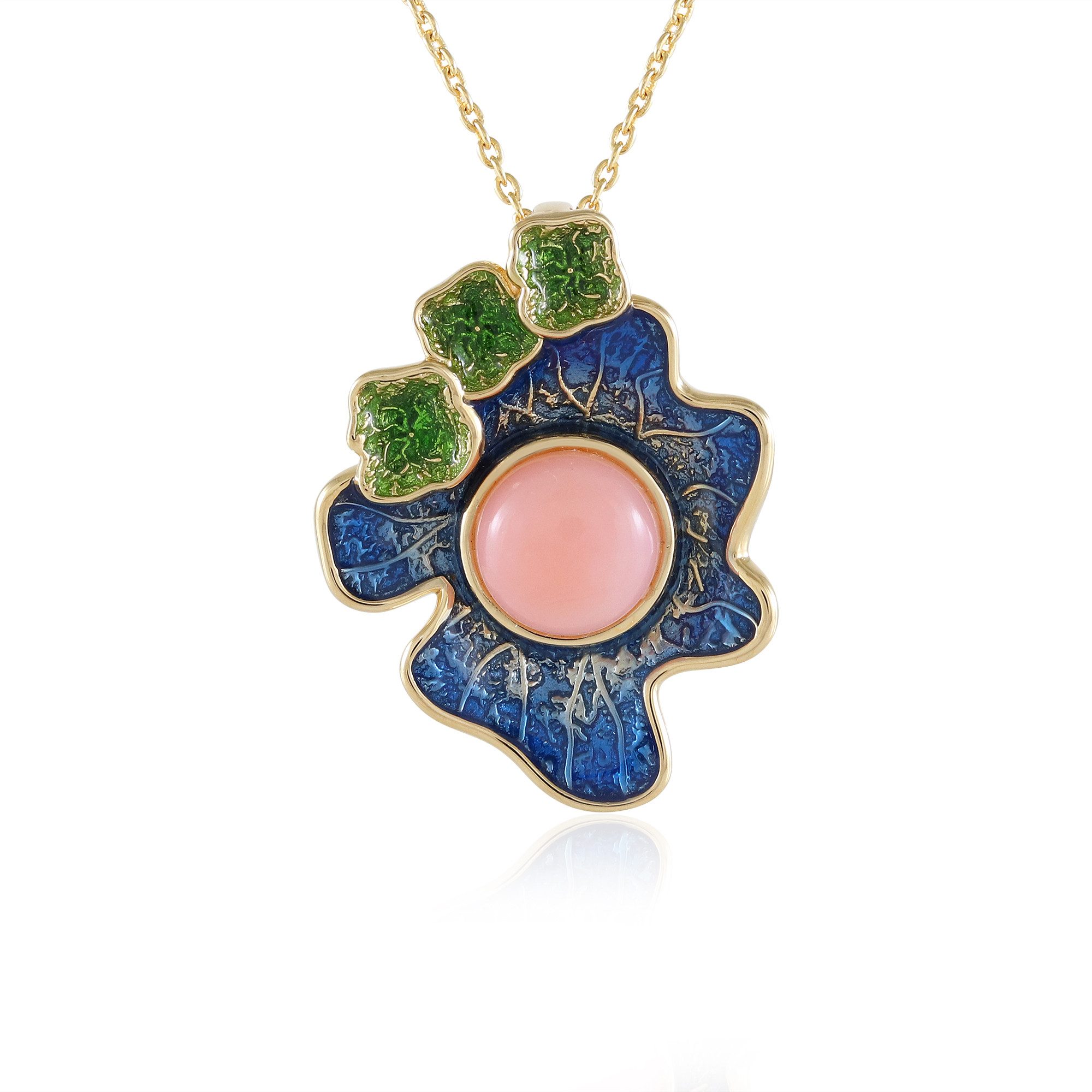 Silberkette Cavill Pink Opal 1,575 ct, vergoldet, 925 Silber, floral