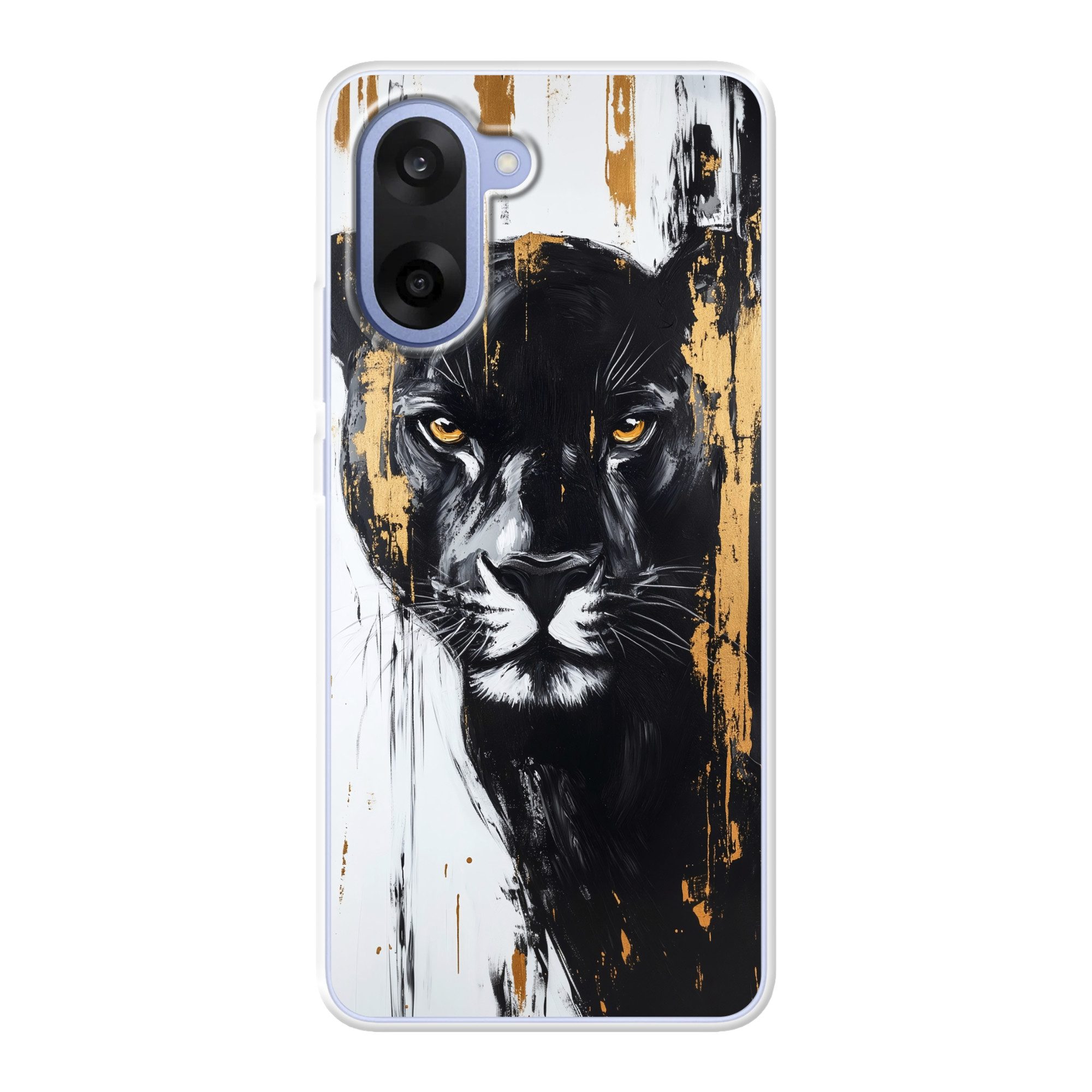 MuchoWow Handyhülle für OnePlus Nord CE5 Panther - Schwarz - Abstrakt - Pinselstriche, Phone Case, Silikon, Schutzhülle Dünn