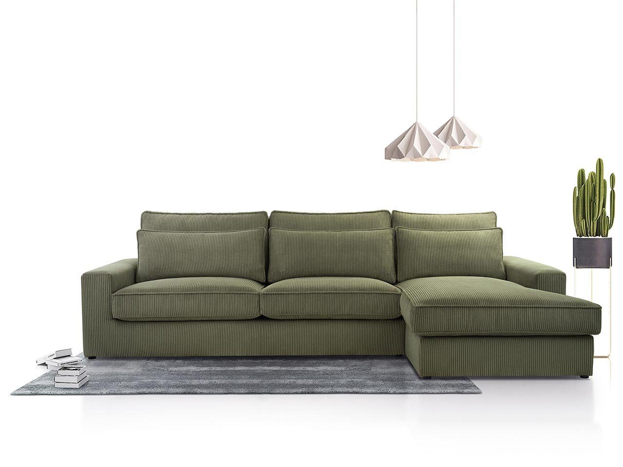 MKS MÖBEL Ecksofa CANES, L - Form Couch, mit lose Kissen, modern Ecksofa Grün Lincoln