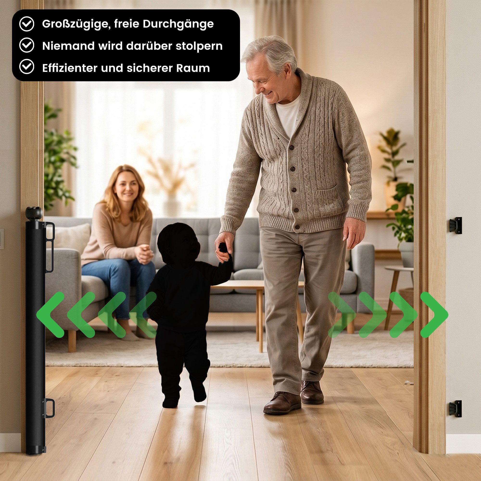 DAITORE Türschutzgitter Treppenschutzgitter ausziehbar bis 140cm~180cm für Kinder, Haustiere, Raumtrennung Absperrgitter kindersicheres Treppengitter