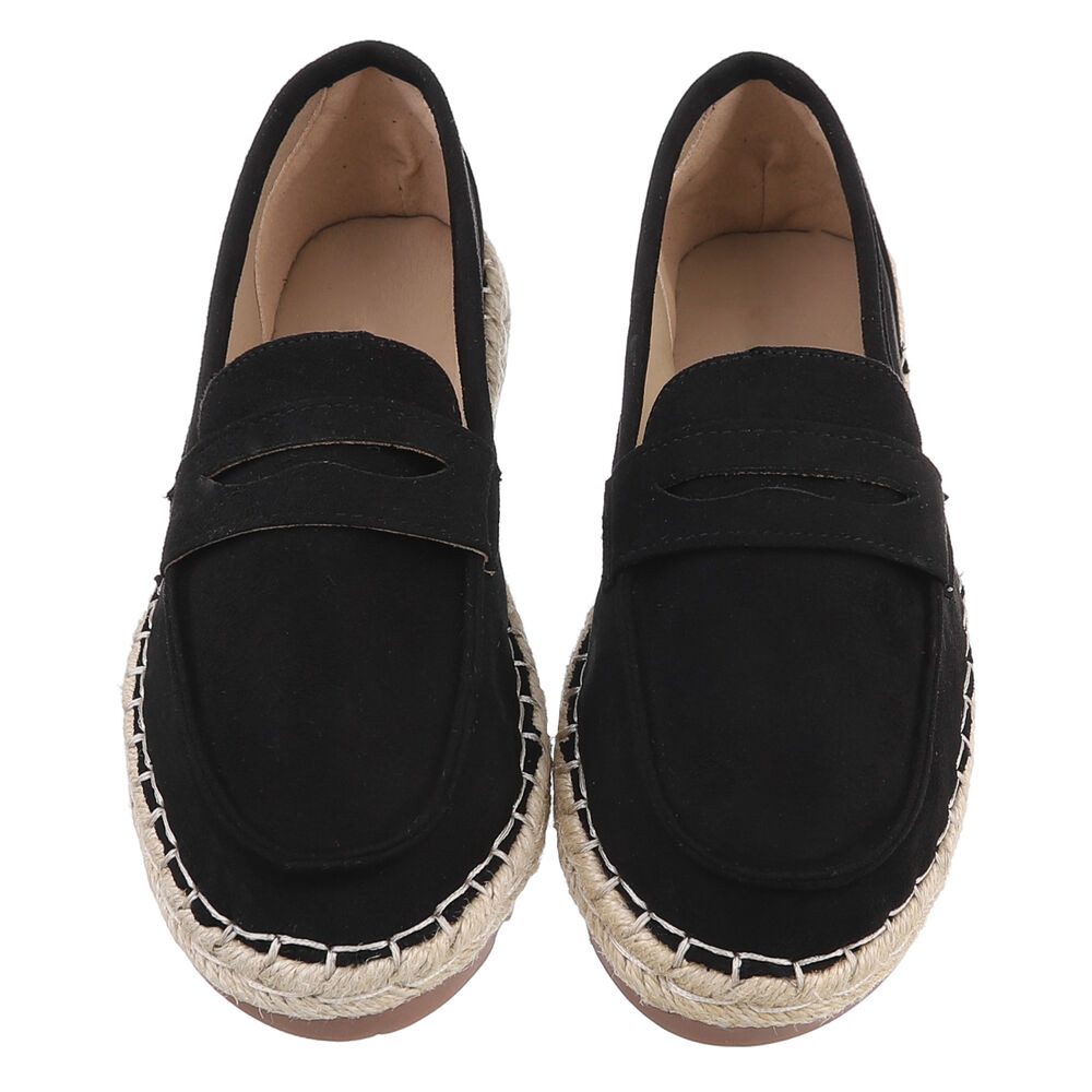 Ital-Design Elegante Freizeitschuhe für Damen mit rutschfester Sohle Slipper (89322747) Flach Mokassins in Schwarz