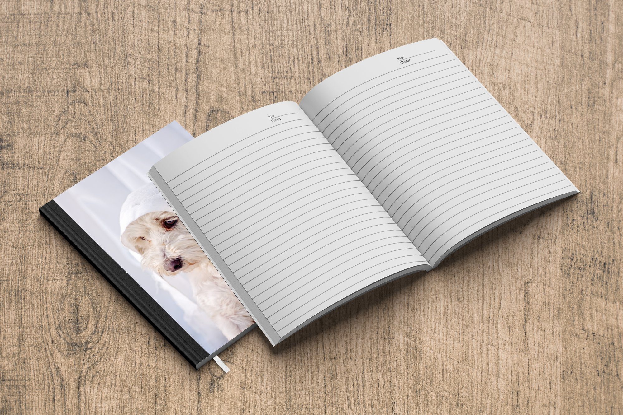 MuchoWow Notizbuch Ein weißer Malteserhund Merkzettel, A5, Haushaltsbuch dem 98 Fenster, schaut Tagebuch, aus Journal, Notizheft, Seiten