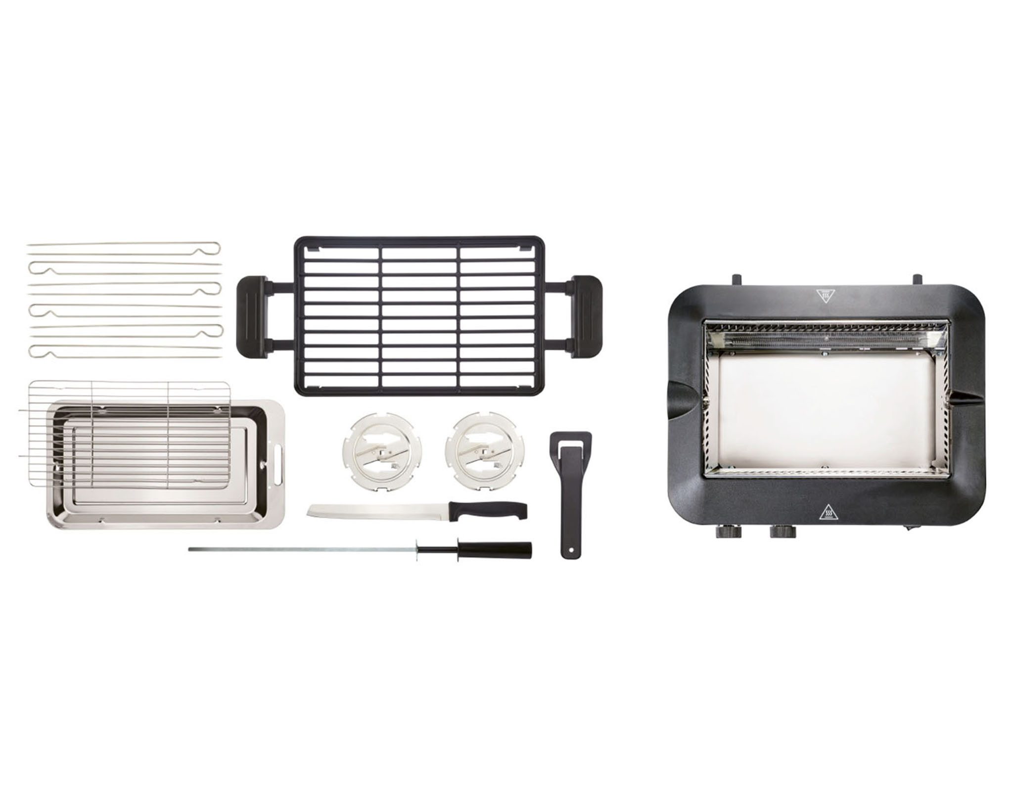 SilverCrest Tischgrill Multifunktionsgrill Tischgrill Grill mit Kebabfunktion 1600 Watt, 1600 W