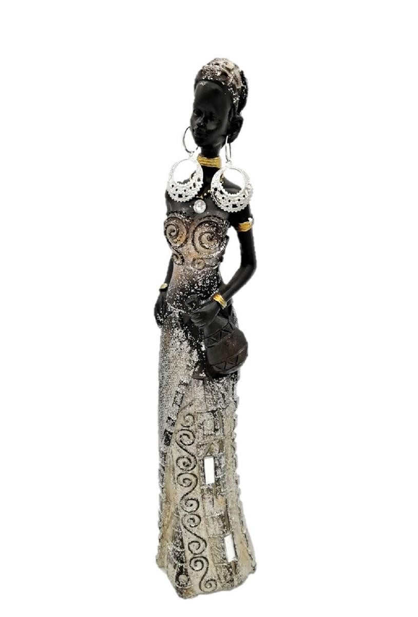 Geschenkestadl Afrikafigur Afrikanische Frau mit Wasserkrug Kunstfigur 24 cm Wohnkunst Deko (Spar-Set, 1 St., 1 Afrikanerin mit tollem Schmuck und Wasserkrug),  – Bild 2 von 5