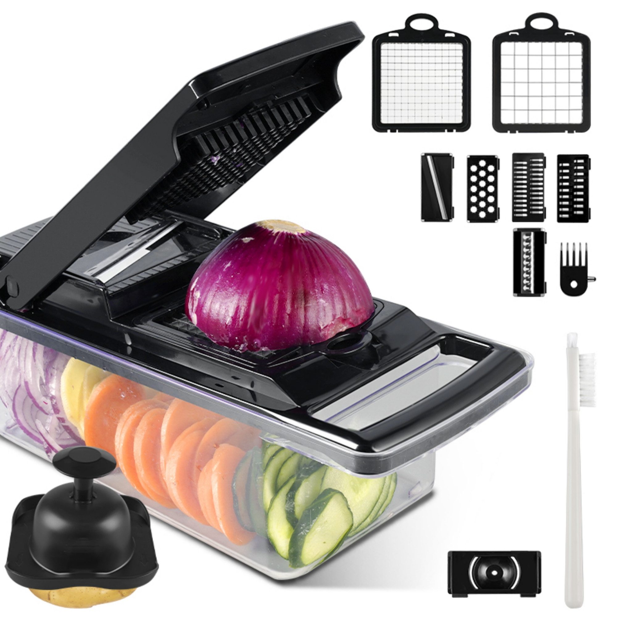 Forrlite Gemüseschneider Gemüseschneider Mandoline Gemüsehobel-Gemüse Schneider Gurkenhobel, Zwiebelschneider Kartoffelschneider Obstschneider-Reibe für Gemüse