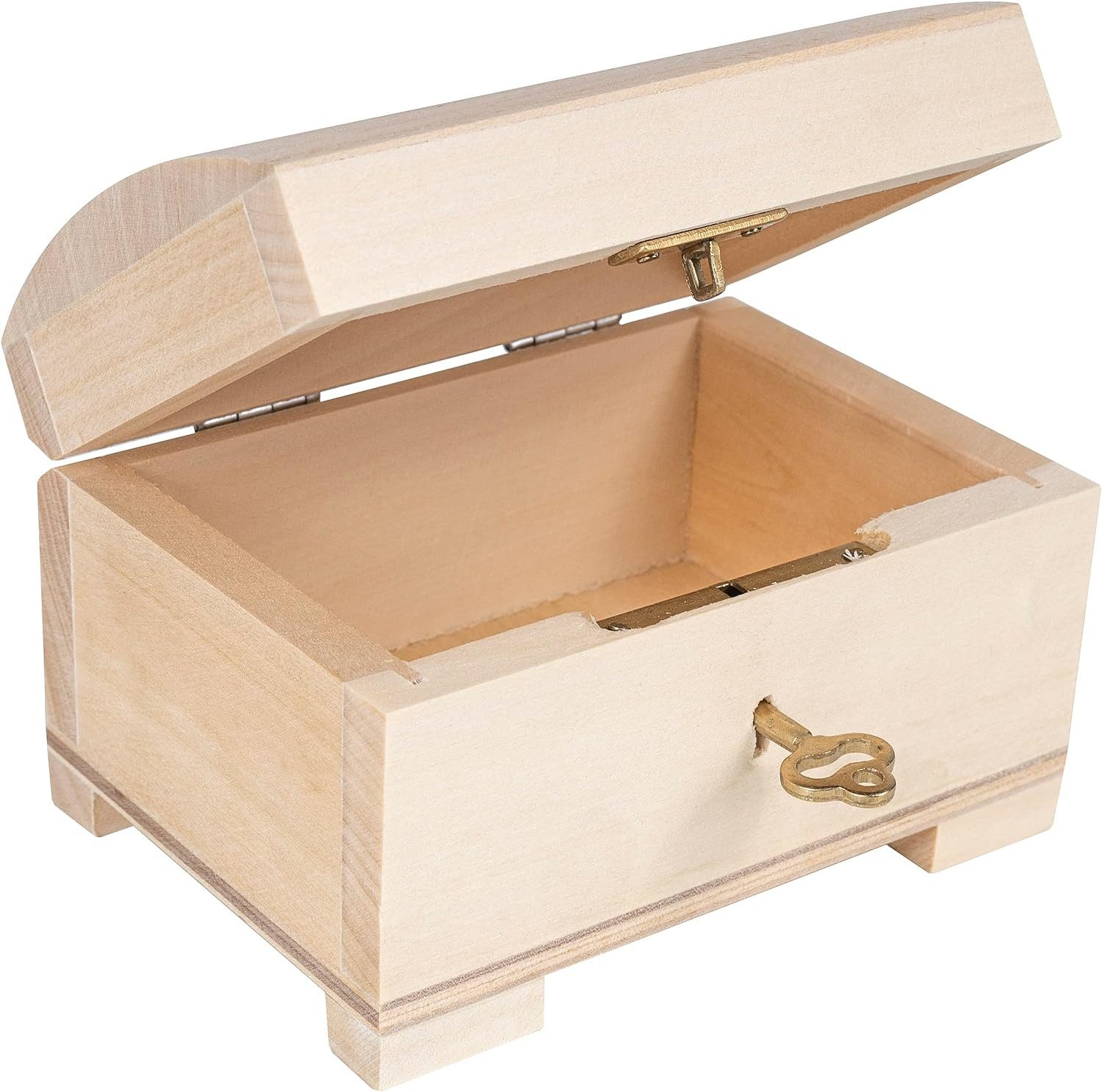 Creative Deco Holzkiste Schatztruhe mit Deckel, Schloss und Schlüssel, Abschließbare Holzbox für Gegenständen, Aufbewahrung und Dekoration