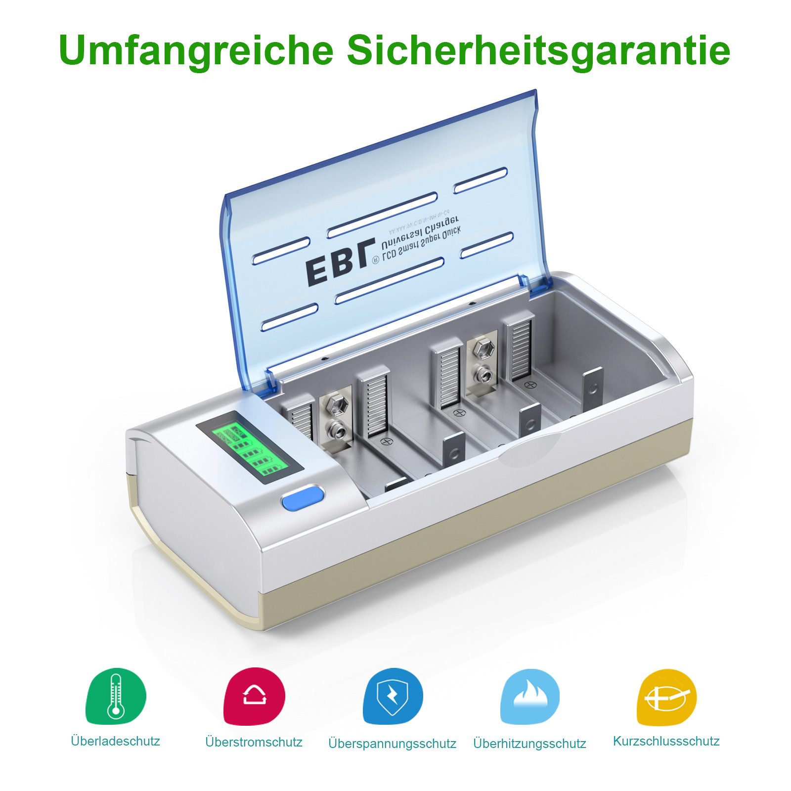EBL Ladegerät Batterie Ladegerät für AA / AAA / C / D / 9V Akku Akku-Ladestation