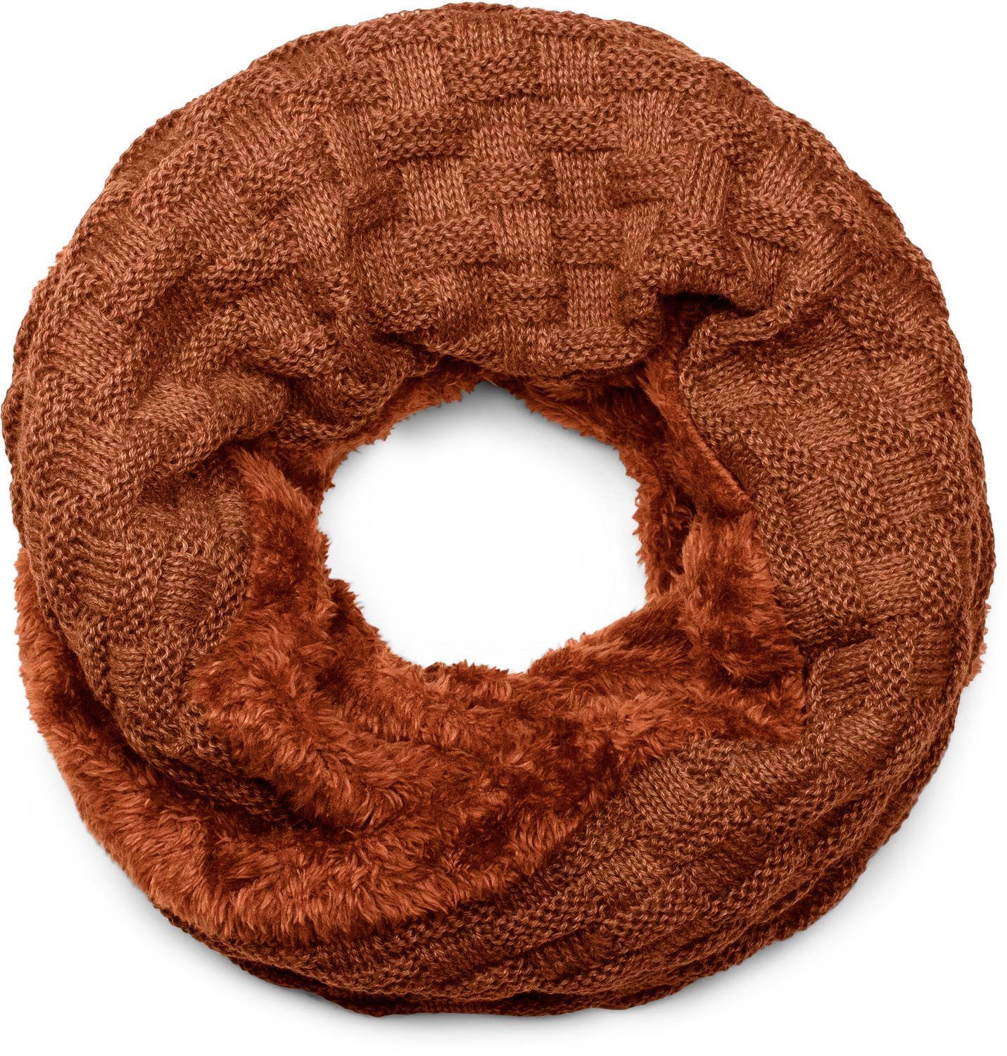 styleBREAKER Strickschal Feinstrick Loop mit Flecht günstig online kaufen