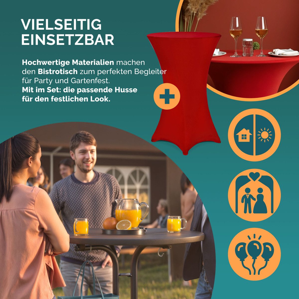 Casaria Stehtisch, Stehtisch mit Husse 80cm günstig online kaufen
