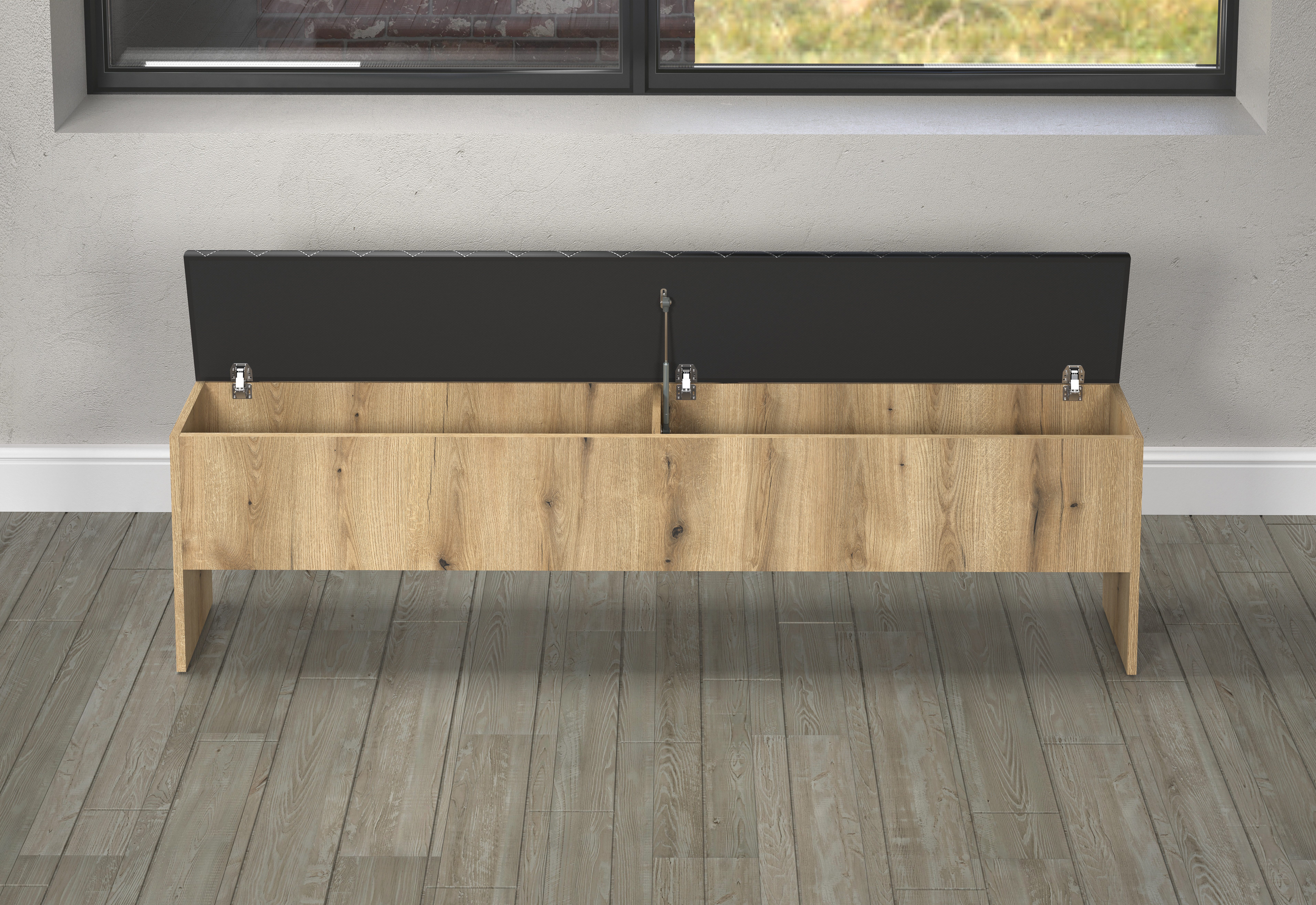 INOSIGN Polsterbank Estepona (1-St), Aufklappbare Bettbank - Polsterung in Anthrazit mit Rautensteppung