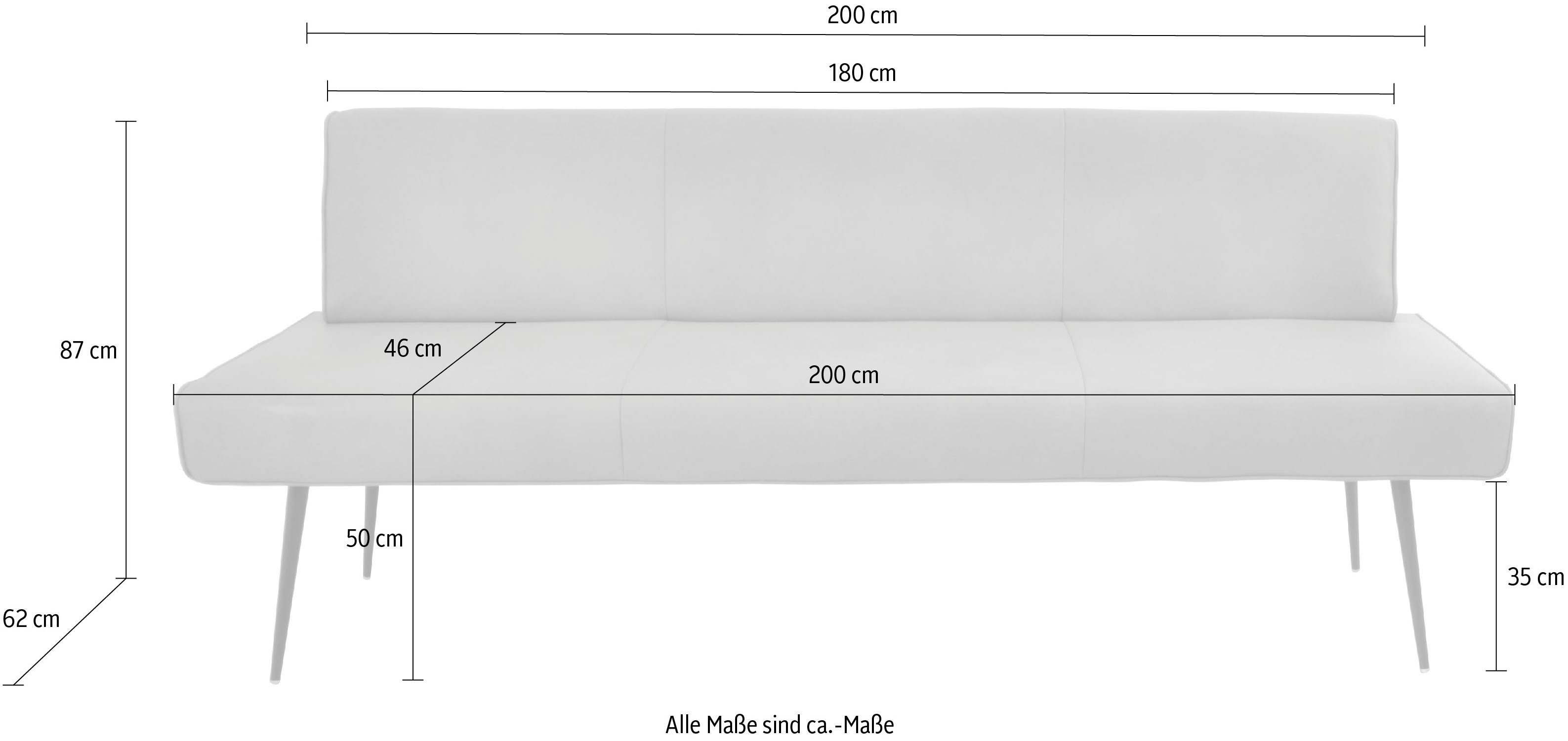 K+W Komfort Metallfüsse Breite Wohnen & in 177cm Giacomo Polsterbank wahlweise (1-St), in der I 200cm oder schwarz
