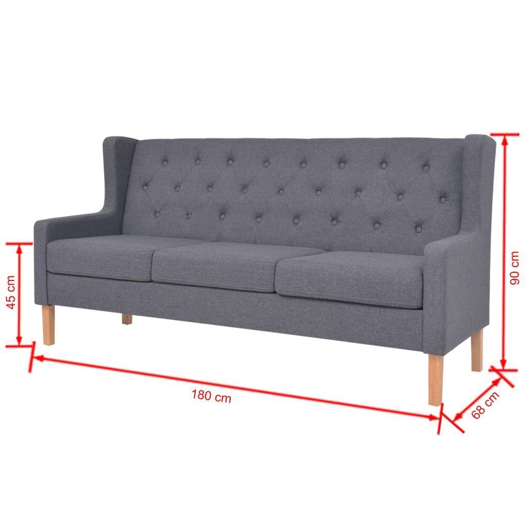 3-Sitzer-Sofa Grau Sofa vidaXL Couch Stoff