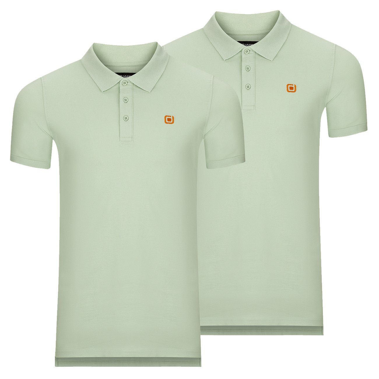 riverso Poloshirt Herren Polohemd RIVJohn Regular Fit (2-tlg) Basic Hemd aus 100% Baumwolle Middle Green (12300)