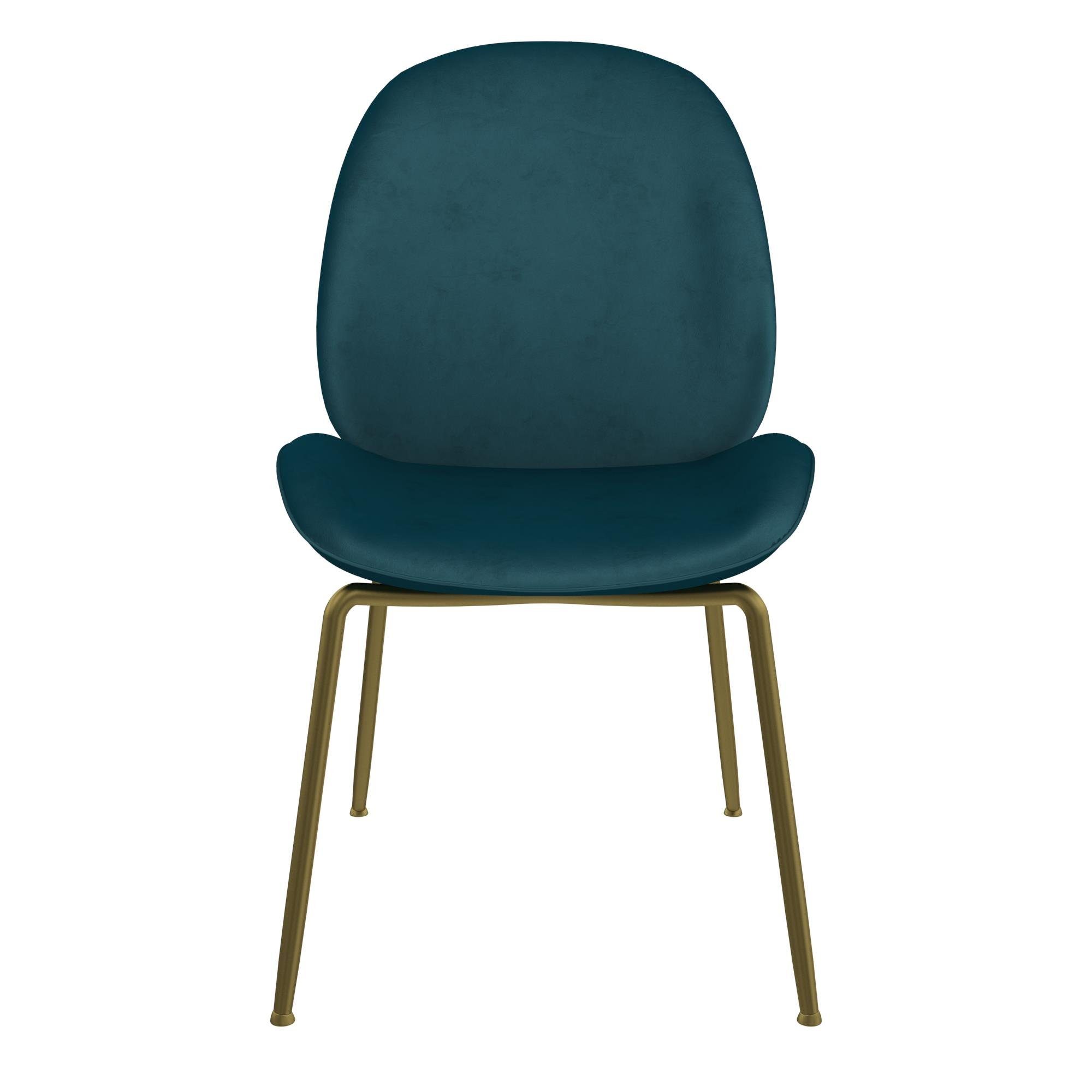 Sitzhöhe Stuhl (1 cm Esszimmerstuhl loft24 Samtoptik, in Metallbeine, St), blau Astor 47 gepolsterter Bezug mit