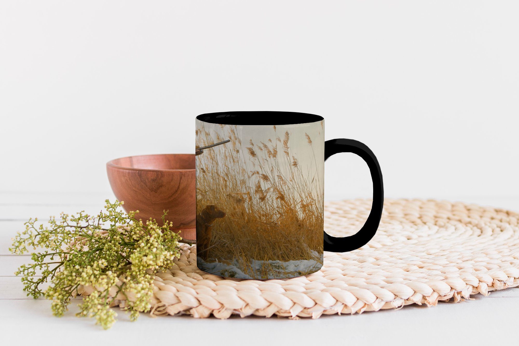 Kaffeetassen, Marram-Gras, im Farbwechsel, Ein auf Keramik, Zaubertasse, MuchoWow Geschenk Tasse Teetasse, Mann Entenjagd