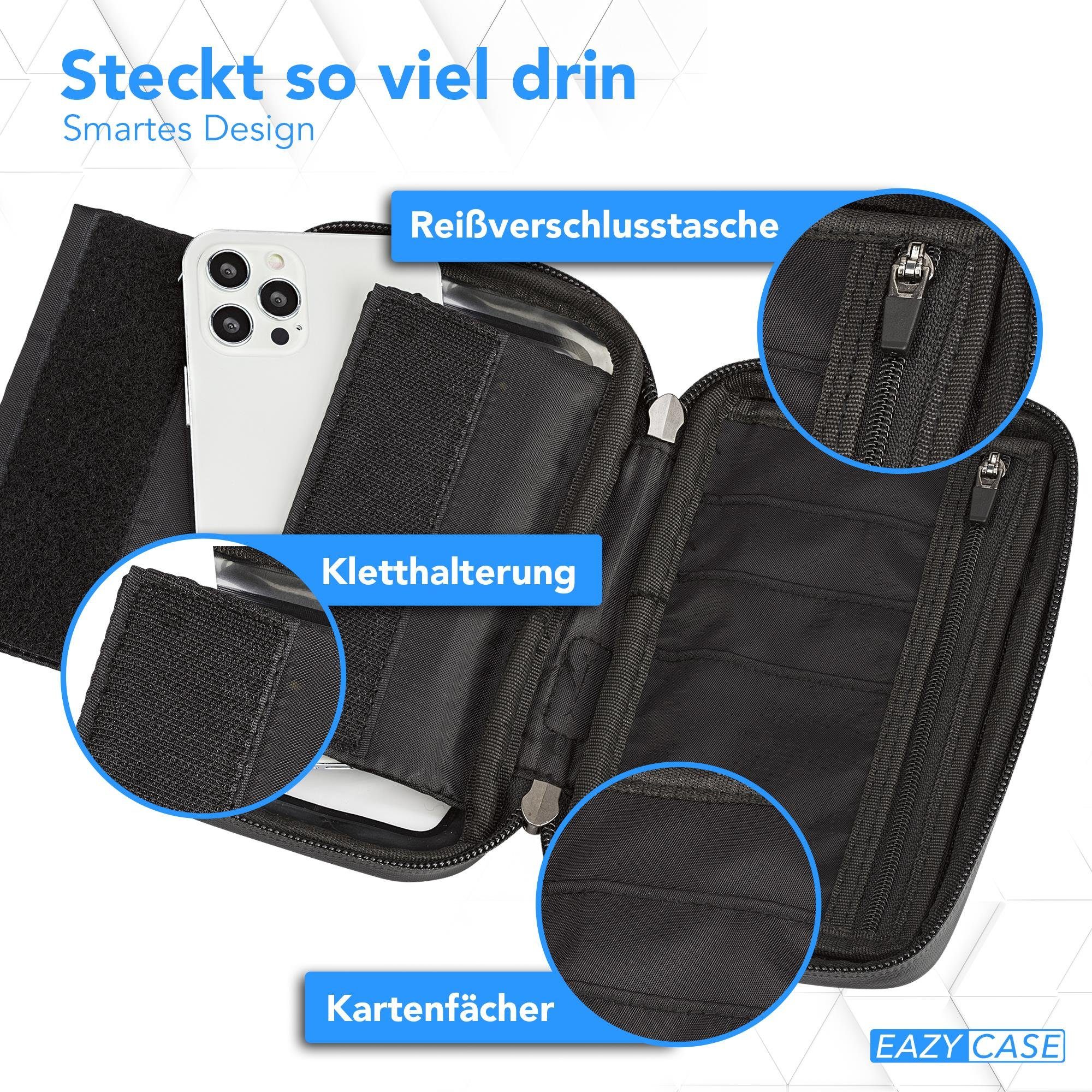 EAZY CASE Handyhülle Universal Fahrradhalterung Lenkertasche für Handys, Handyhalterung Montage am Lenker wasserfest mit Touchscreen Schwarz – Bild 4 von 5