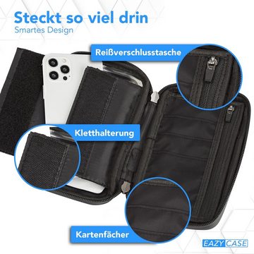 EAZY CASE Handyhülle Universal Fahrradhalterung Lenkertasche für Handys, Handyhalterung Montage am Lenker wasserfest mit Touchscreen Schwarz