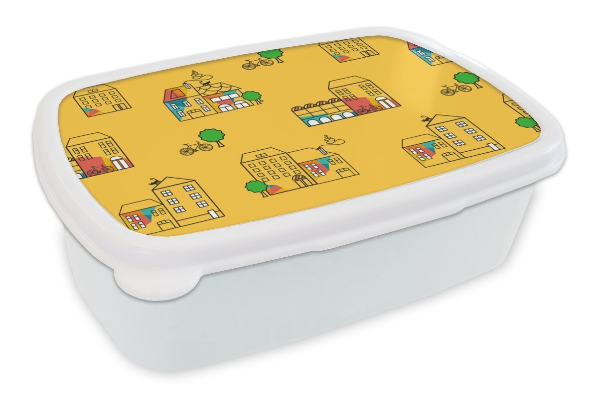 - Jungs MuchoWow Sommer (2-tlg), für und Stadt, Lunchbox und für Kunststoff, Kinder Muster Brotdose, weiß Erwachsene, - Mädchen Brotbox