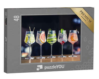 puzzleYOU Puzzle Fünf verschiedene Gin-Tonic-Cocktails, 48 Puzzleteile, puzzleYOU-Kollektionen Getränke, Cocktails, 500 Teile, 1000 Teile