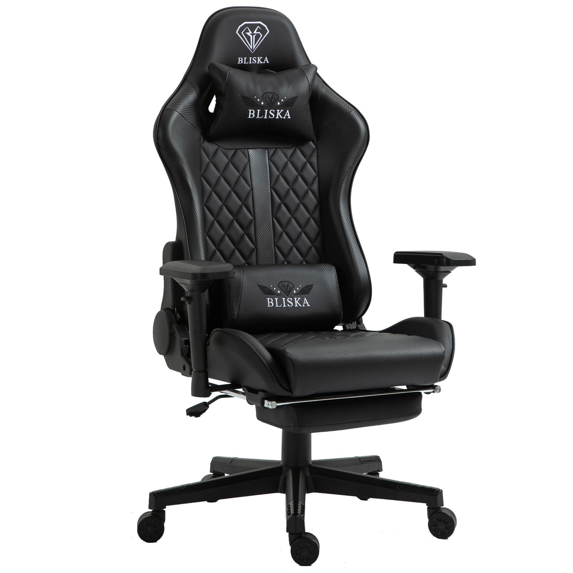 TRISENS Chefsessel Harold (1 Stück), Gaming Stuhl mit Fußstütze und 4D-Armlehnen Bürostuhl im Racing-Design Schwarz