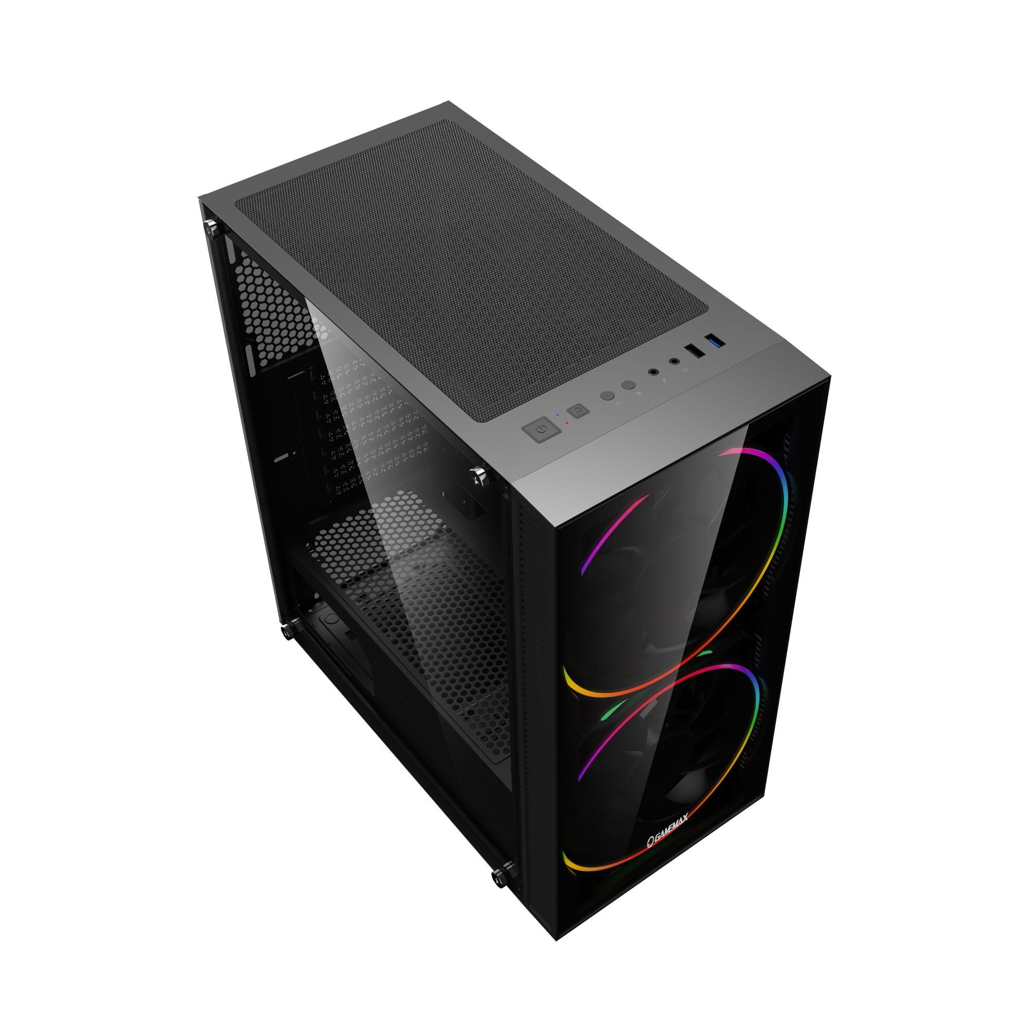 GAMEMAX Gaming-Gehäuse Black Hole ohne Netzteil, USB/Audio, Mid Tower