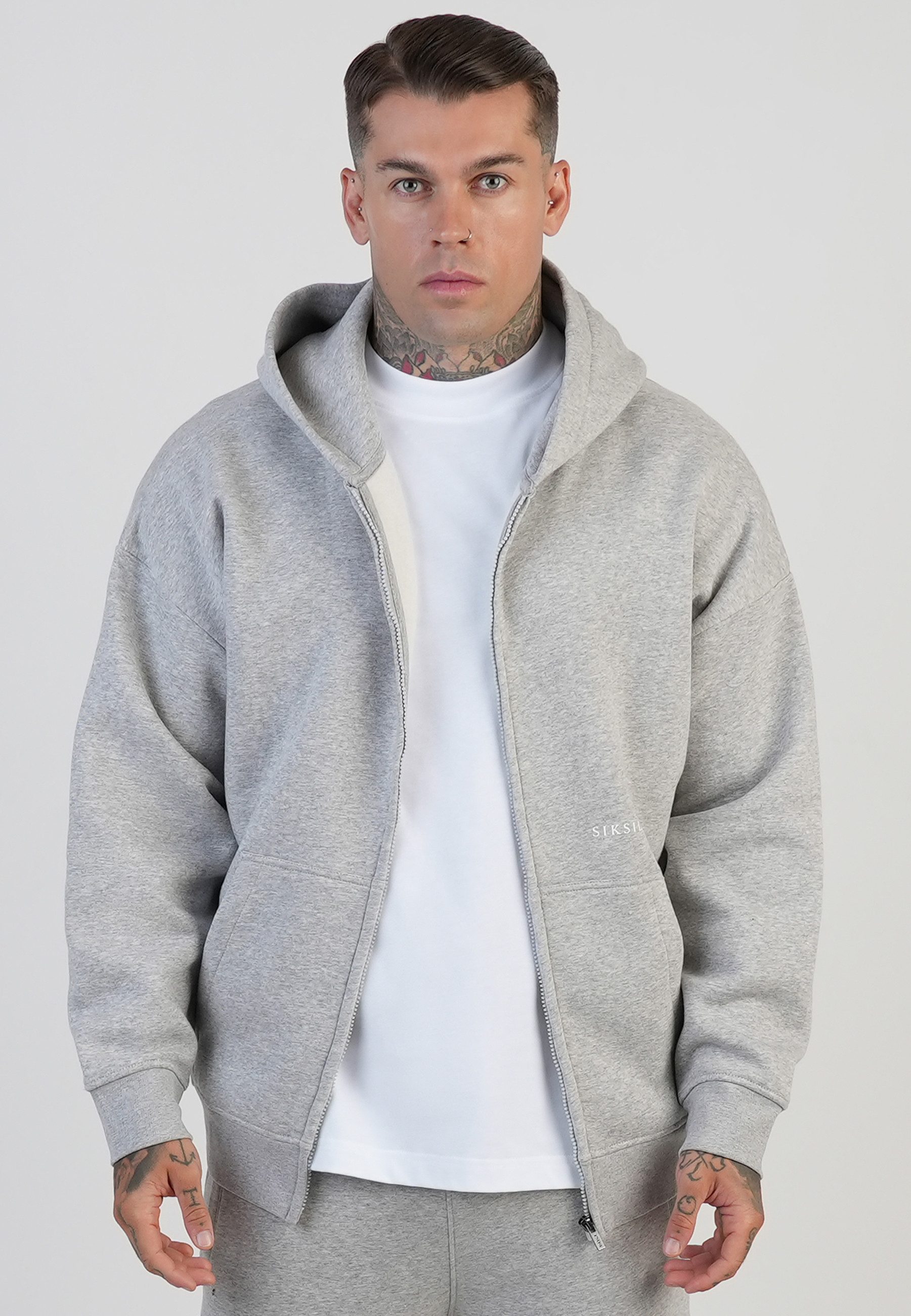 Siksilk Hoodie SikSilk Herren Hoodie mit Grafik und durchgehendem Reißverschluss