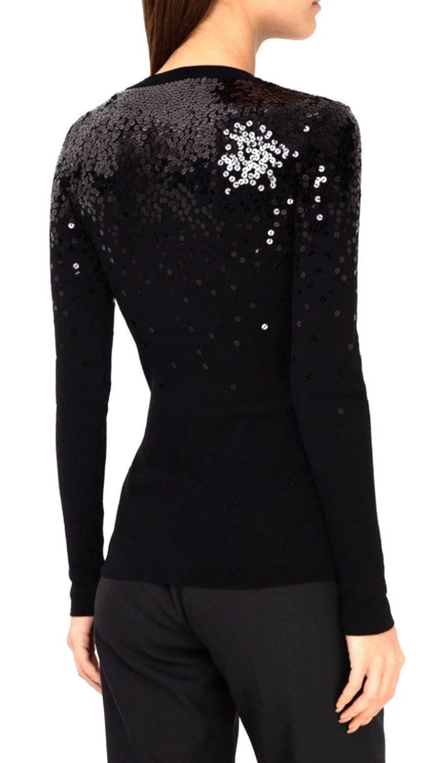 Valentino Strickpullover Pullover Pailletten Pulli L Edles Pailletten-Dekor im Schulterbereich
