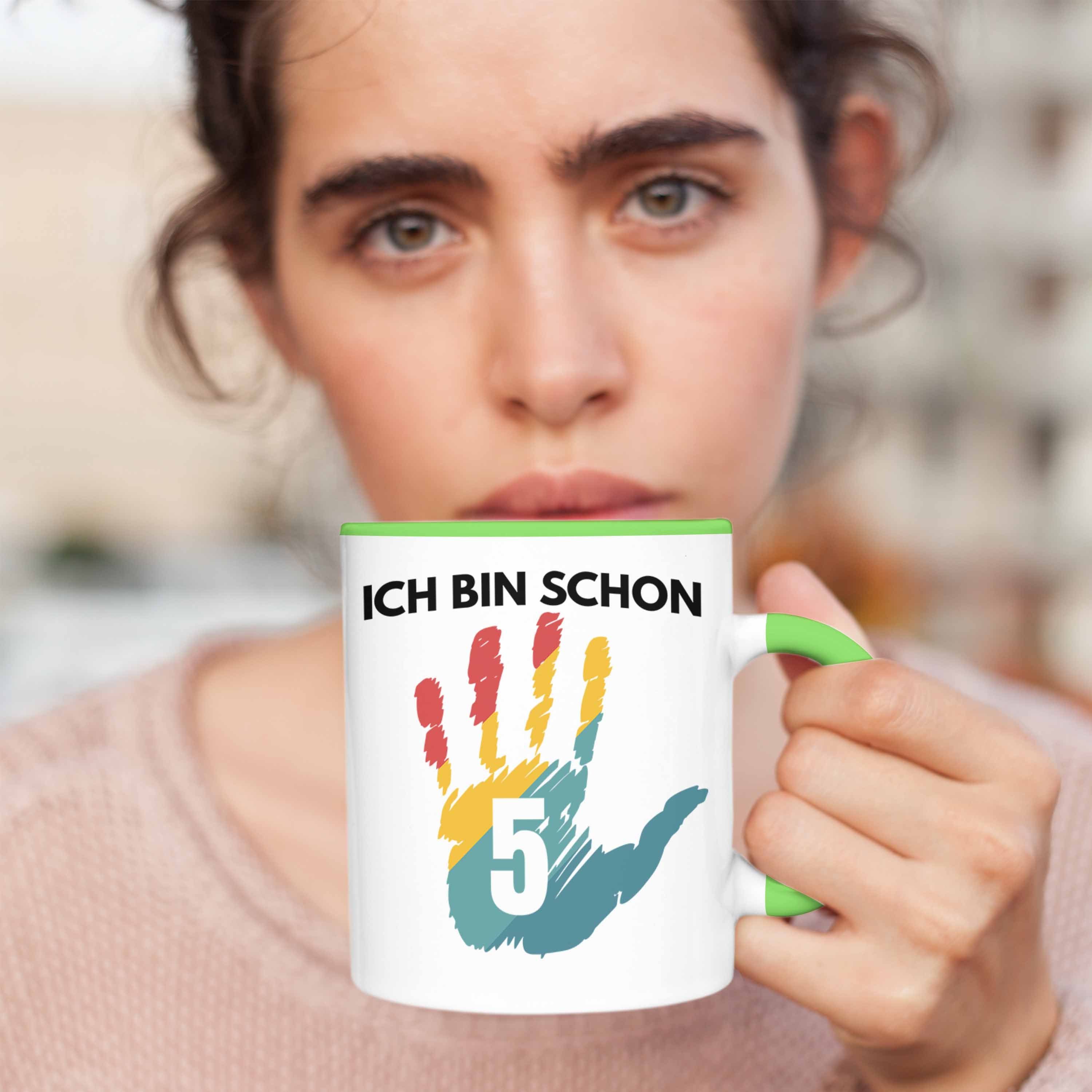 Trendation Tasse 5 Junge Ich Tasse - Grün Geschenkidee 5-Jähriger Schon Bin Mädchen Trendation Geschenk