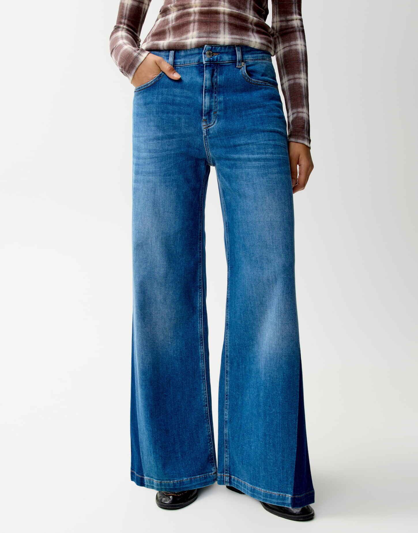 OPUS PANTS Palazzohose Mari meadow Fließende Weite mit kontraststarkem Detail