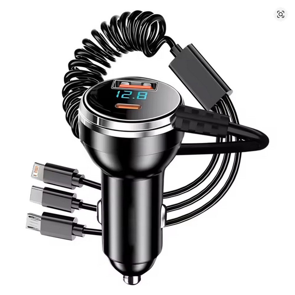 SpionProfi 5 in 1 Usb Ladegerät Auto Usb-C Schnellladung 230W Zigarettenanzünder Universal-Ladegerät (1-tlg., Universall Schnellladegerät für iPhone Samsung Huawei uvm)