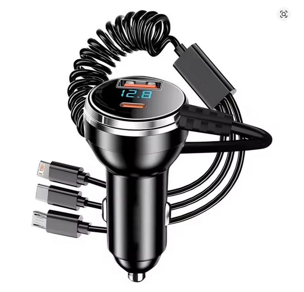 SpionProfi 5 in 1 Usb Ladegerät Auto Usb-C Schnellladung 230W Zigarettenanzünder Universal-Ladegerät (1-tlg., Universall Schnellladegerät für iPhone Samsung Huawei uvm)