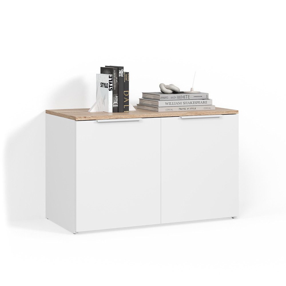 Livinity® Kommode Piave, Weiß/Sonoma/Sonoma, mit 2 Türen (1 St)
